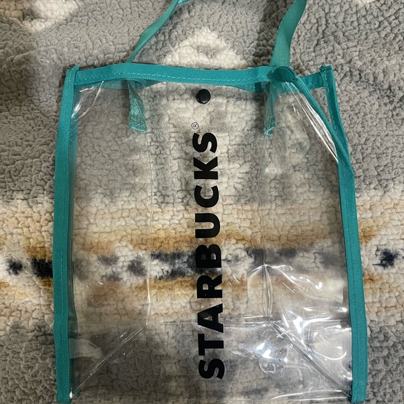 Starbucks Clear Tote Bag with Teal Trim - Picture 3 of 8